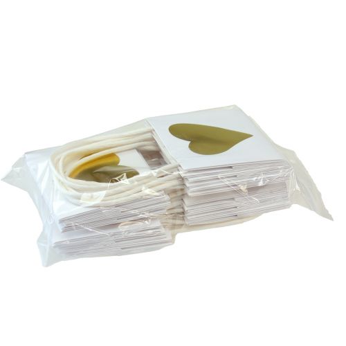 Artikel Cadeauzakjes met hartjes en handvatten witgoud 10,5cm 12 st