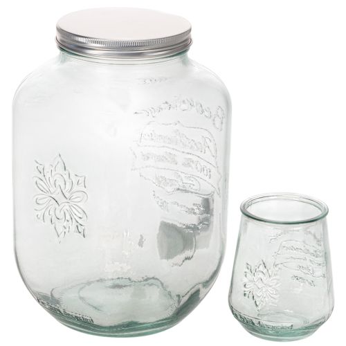 Glazen Drankdispenser met Kraan en 4 Glazen - 25,5 cm Hoog | Floristik24.nl
