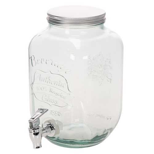 Glazen Drankdispenser met Kraan en 4 Glazen - 25,5 cm Hoog | Floristik24.nl