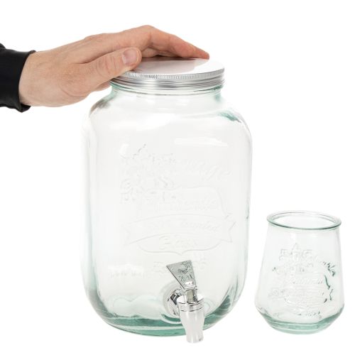 Glazen Drankdispenser met Kraan en 4 Glazen - 25,5 cm Hoog | Floristik24.nl