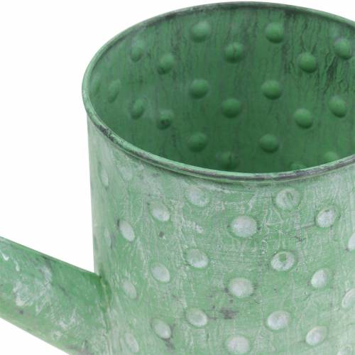 Floristik24 Decoratieve gieter metaal groen Ø12cm H13cm