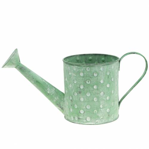 Floristik24 Decoratieve gieter metaal groen Ø12cm H13cm