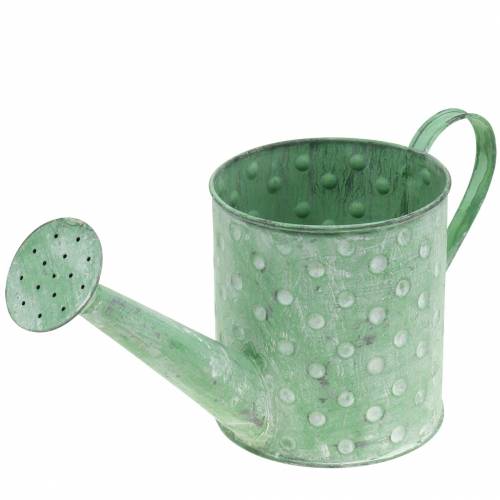 Floristik24 Decoratieve gieter metaal groen Ø12cm H13cm