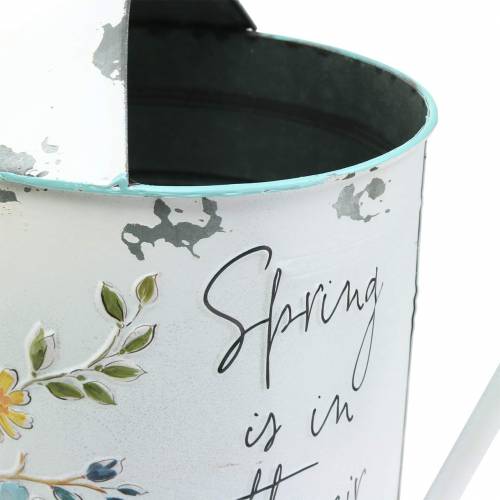 Floristik24 Decoratieve gieter met bloemenpatroon en spreuk metaal Ø21.5cm H43cm