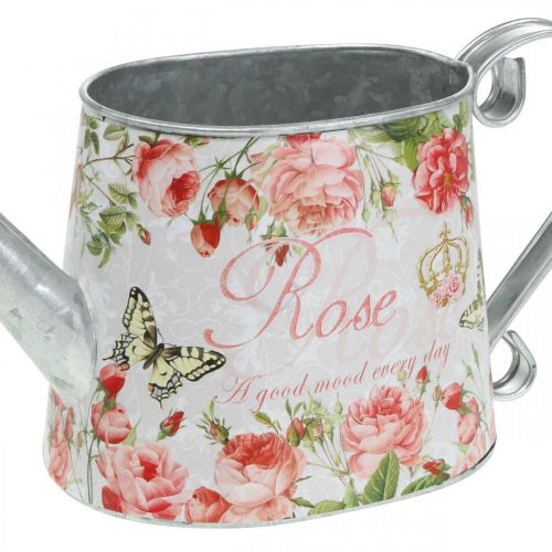 Artikel Nostalgische decoratieve kan, metalen kan, plantenbak met rozen H15.5cm L28.5cm