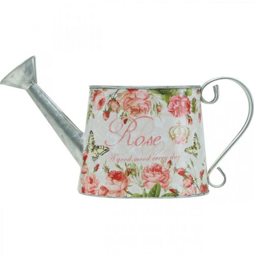 Artikel Nostalgische decoratieve kan, metalen kan, plantenbak met rozen H15.5cm L28.5cm
