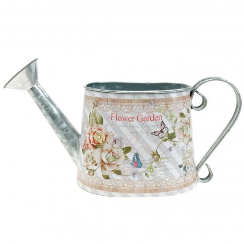 Floristik24 Decoratieve gieter metalen bloempot zomerdecoratie H15.5cm