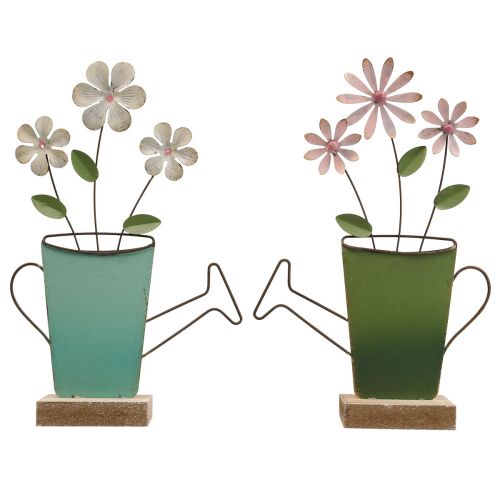 Floristik24 Gieterdecoratie metalen tafeldecoratie kleur roest 23,5/24cm 2 st