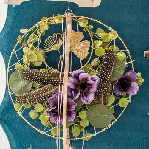 Artikel Ginkgo decoratie gouden hanger vintage metalen decoratie Ø16cm 3 st