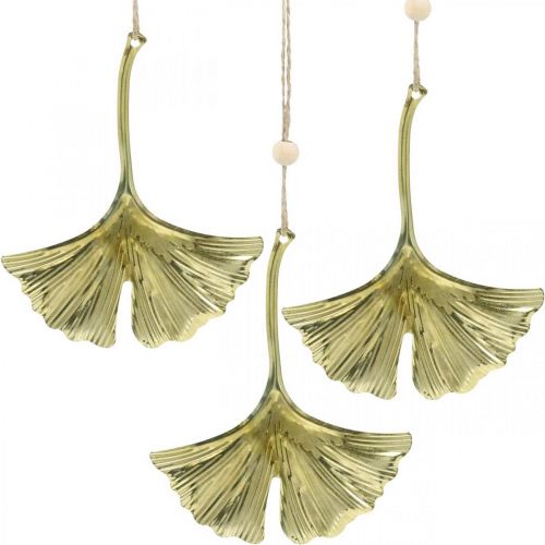 Artikel Ginkgo blad hanger, adventsdecoratie, metalen decoratie voor de herfst Gouden L12cm 12 stuks