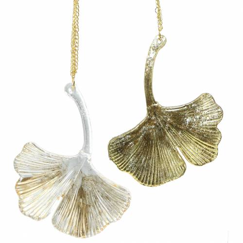 Floristik24 Decoratiehanger Ginkgo blad glas goud 8cm × 10cm 2st