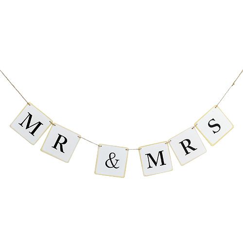 Floristik24 Slinger "Mr & Mrs" 85cm wit 1 st