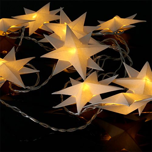 Slinger met papieren sterren 12 lichten warm wit 220cm