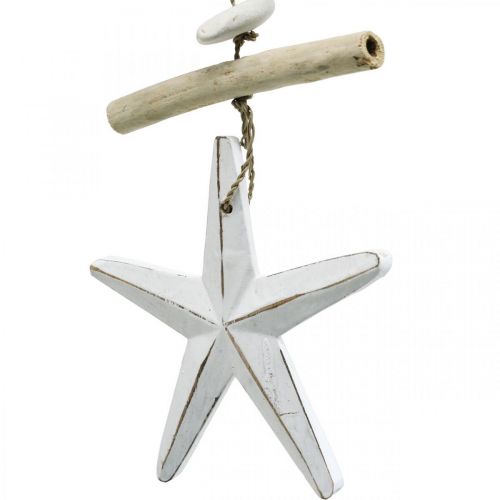 Maritieme decoratieslinger drijfhout zeepaardjes, ster 25cm, set van 2