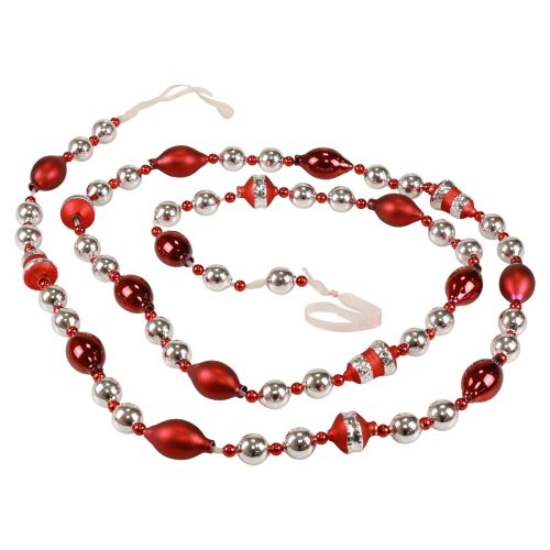Floristik24 Slinger kerstglasdecoratie rood zilver raamdecoratie 200cm