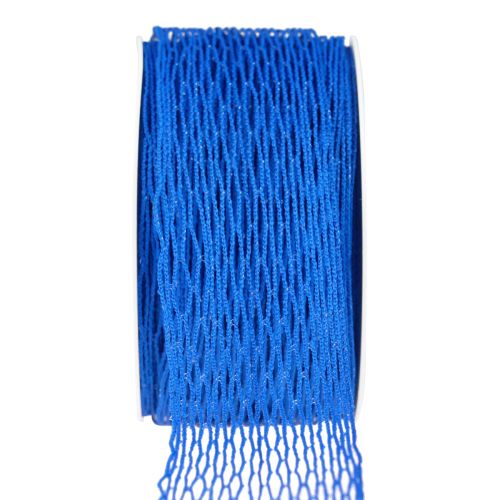 Artikel Netband, rasterband, sierband, blauw, draadversterkt, 50 mm, 10 m