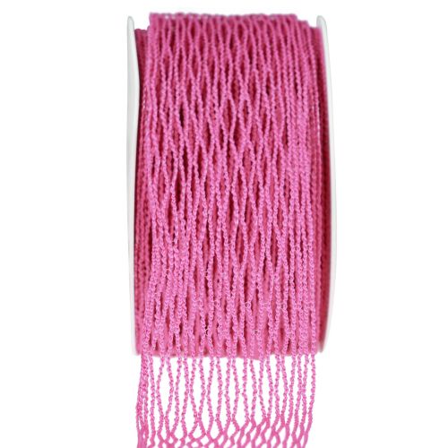 Floristik24 Gaasband, rasterband, sierband, roze, draadversterkt, 50 mm, 10 m