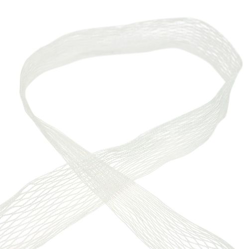Floristik24 Netband, rasterband, sierband, wit, draadversterkt, 50 mm, 10 m