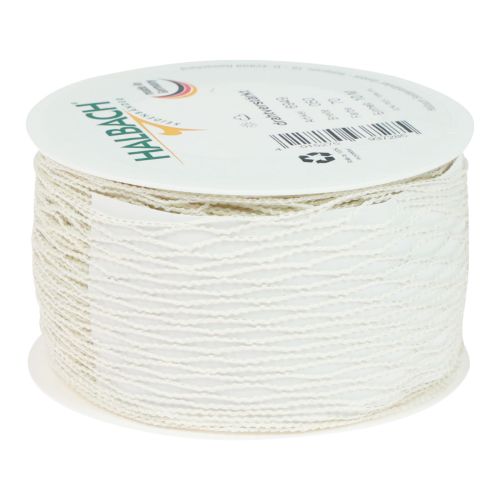 Floristik24 Netband, rasterband, sierband, wit, draadversterkt, 50 mm, 10 m