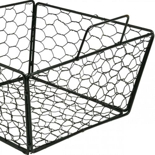 Floristik24 Draadmand met handvat bloemenmand metalen gaasmand zwart L27cm
