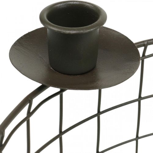 Draadmand metalen siermand kandelaar bruin Ø31.5cm