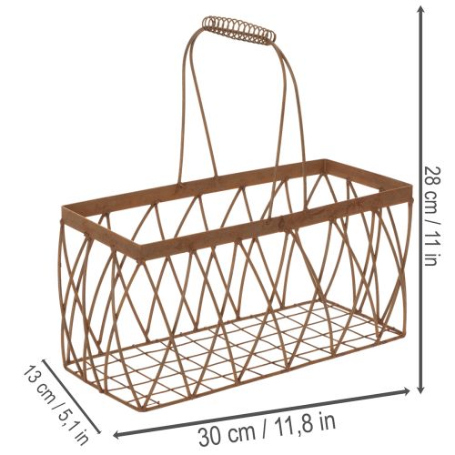 Draadmand, metaal, roestlook, 28x13,5x14cm, 2 stuks | Floristik24.nl