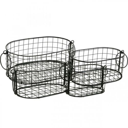 Draadmand met hengsels metaal zwart 17-32cm set van 4