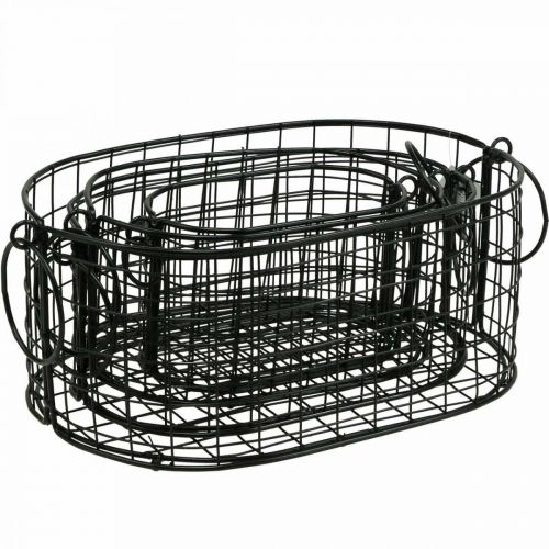 Artikel Draadmand met hengsels metaal zwart 17-32cm set van 4