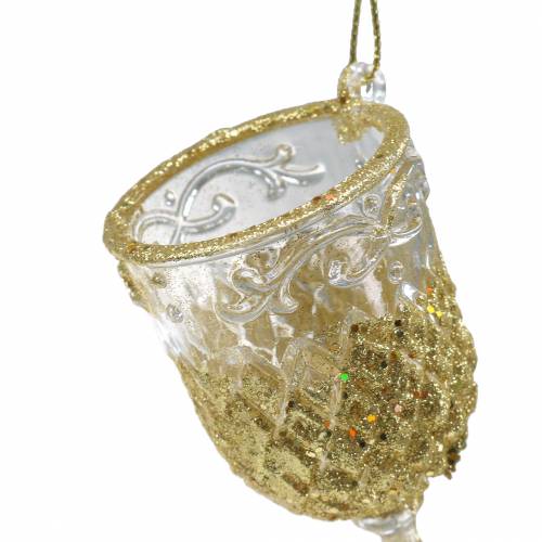 Artikel Decoratieve hangglazen goud met mica 10cm 4st