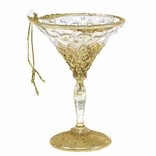 Floristik24 Decoratieve hangglazen goud met mica 10cm 4st