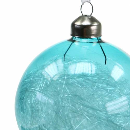 Floristik24 Kerstbal glas blauw, wit Ø8cm assorti 12st