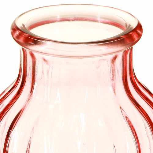 Artikel Glazen bloemenvaas retro roze getint Ø11cm H14.5cm 2 stuks