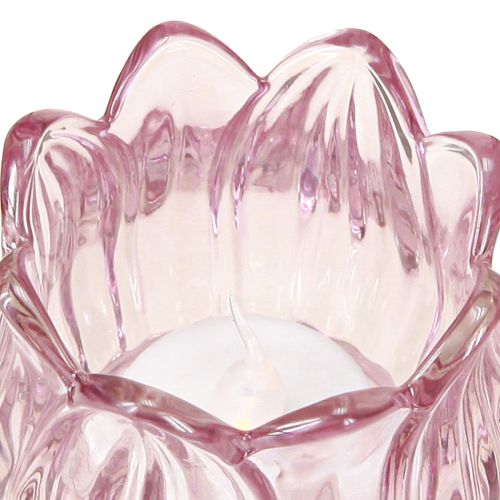 Artikel Glazen theelichthouder theelicht glas tulp paars Ø7cm H7cm 2st