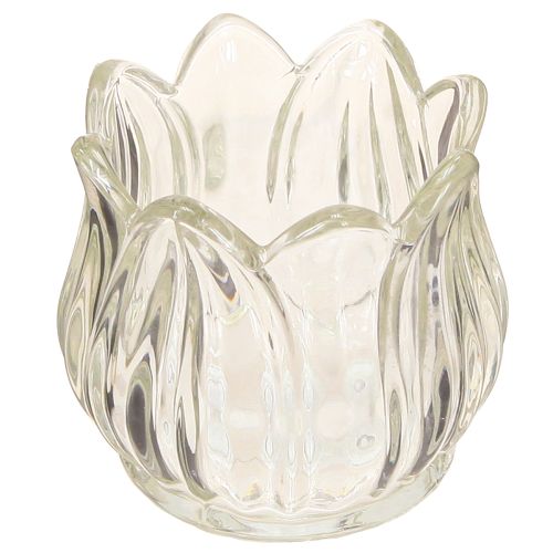 Glazen theelichthouder tulp theelicht glas helder Ø7cm H7cm 2st