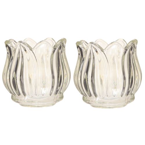 Artikel Glazen theelichthouder tulp theelicht glas helder Ø7cm H7cm 2st