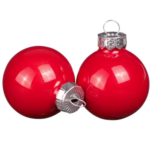 Glazen kerstballen rood emaille look mini Ø3cm 22 st