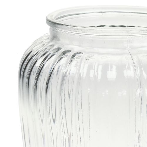 Floristik24 Vaas van geribbeld glas Ø15cm H19,5cm