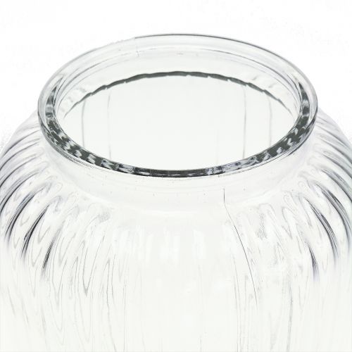 Floristik24 Vaas van geribbeld glas Ø15cm H19,5cm