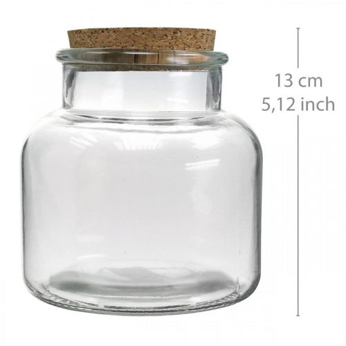 Artikel Glas met kurken deksel glasdecoratie en kurk helder Ø12cm H12.5cm