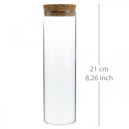 Floristik24 Glas met kurken deksel Glazen cilinder met kurk Helder Ø6cm H21cm