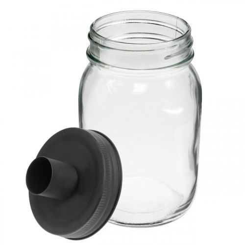 Floristik24 Decoratief glas met kandelaar zwart tafeldecoratie Ø8.5cm H16cm 2st