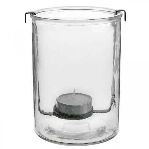 Artikel Lantaarn glas met waxinelichthouder zwart metaal Ø13.5×H20cm