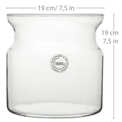 Bloemenvaas glas helder decoratieve glazen vaas Ø19cm H19cm