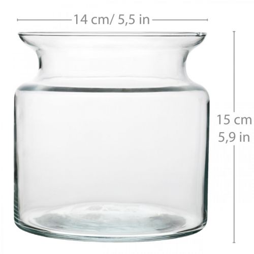 Artikel Bloemenvaas helder glazen vaas voor decoratie in glas Ø14cm H15cm