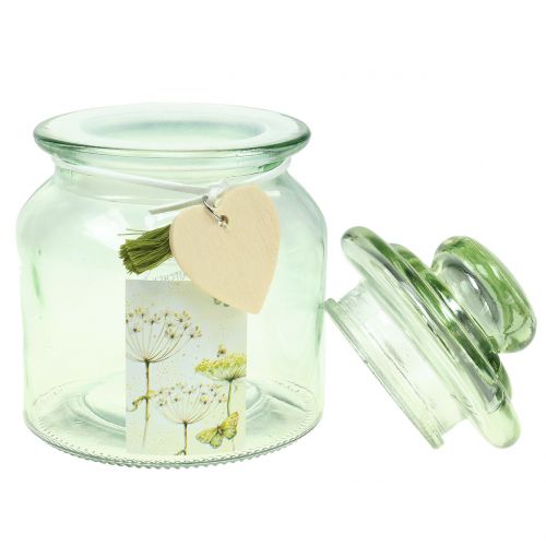 Floristik24 Glazen pot Bonboniere groen Ø11cm H15.5cm