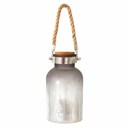 Floristik24 Kerstglas met 4 LED&#39;s en winterlandschap 19,5cm