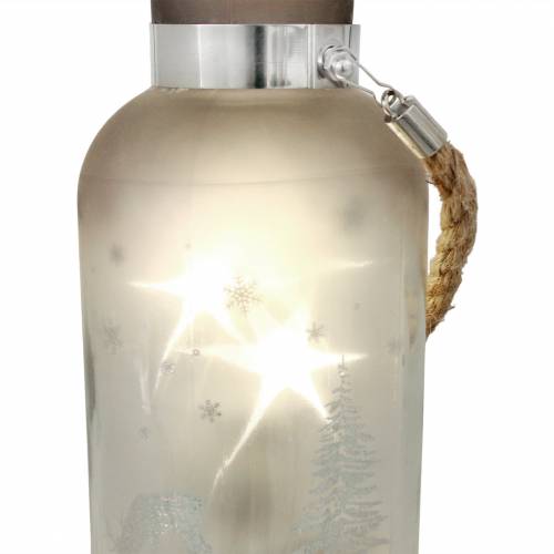 Floristik24 Kerstglas met 4 LED&#39;s en winterlandschap 19,5cm