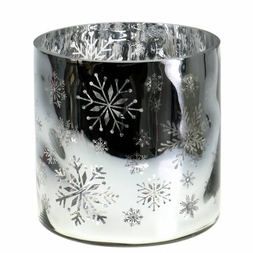 Kerstdecoratie windlicht glas metaal Ø20cm H20cm