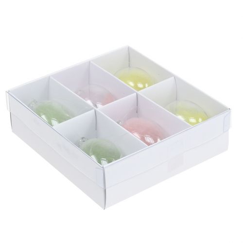 Floristik24 Glazen ei met veren Gesorteerd 6cm 6st