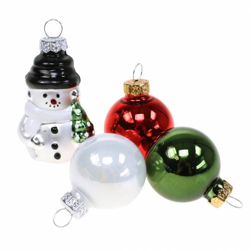 Floristik24 Kerstboomversiering Kerstballen sneeuwpop glas 9st